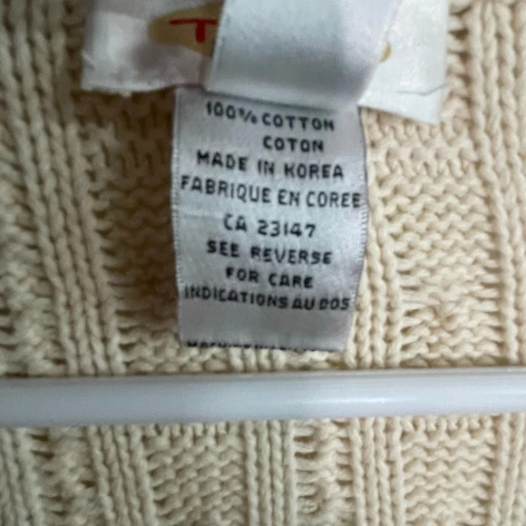 Talbots Cable Knit Women’s Zip up Sweater Jacket. Cream Sz Medium 100% Cotton - Picture 6 of 8